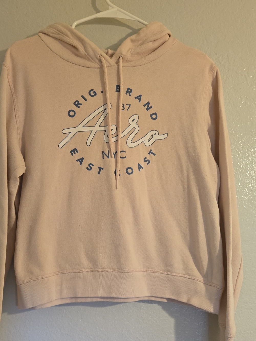 Aeropostale Pink Hoodie Sweatshirt with Navy and White Logo